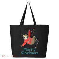 Merry Slothmas Hanging On Christmas Lights 25L Jumbo Tote
