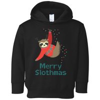 Merry Slothmas Hanging On Christmas Lights Toddler Hoodie