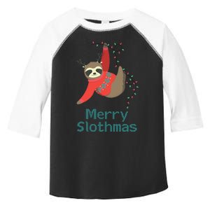 Merry Slothmas Hanging On Christmas Lights Toddler Fine Jersey T-Shirt