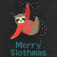 Merry Slothmas Hanging On Christmas Lights Golf Towel