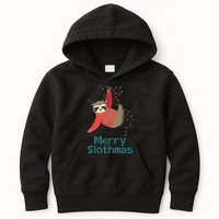 Merry Slothmas Hanging On Christmas Lights Kids Hoodie