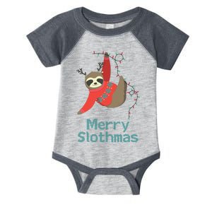 Merry Slothmas Hanging On Christmas Lights Infant Baby Jersey Bodysuit