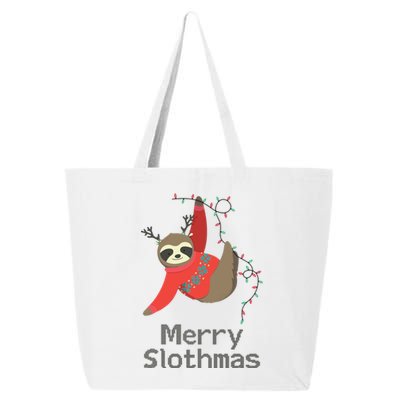 Merry Slothmas Hanging On Christmas Lights 25L Jumbo Tote