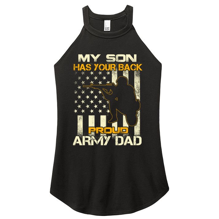 My Son Has Your Back Meaningful Gift Proud Army Dad Military Father's Meaningful Women's Perfect Tri Rocker Tank