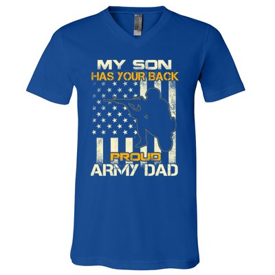 My Son Has Your Back Meaningful Gift Proud Army Dad Military Father's Meaningful V-Neck T-Shirt