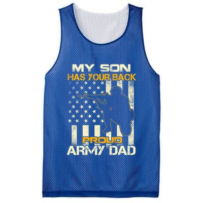 My Son Has Your Back Meaningful Gift Proud Army Dad Military Father's Meaningful Mesh Reversible Basketball Jersey Tank