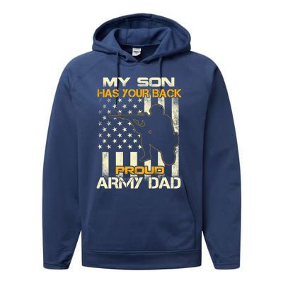 My Son Has Your Back Meaningful Gift Proud Army Dad Military Father's Meaningful Performance Fleece Hoodie