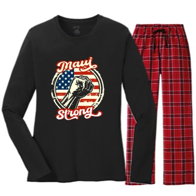 Maui Strong Hawaii Strong Pray For Maui Gift Women's Long Sleeve Flannel Pajama Set 