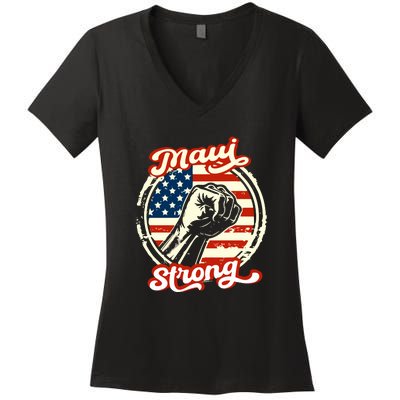 Maui Strong Hawaii Strong Pray For Maui Gift Women's V-Neck T-Shirt