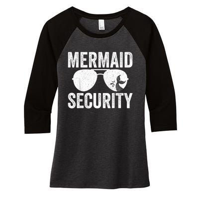 Mermaid Security Halloween Costume Women's Tri-Blend 3/4-Sleeve Raglan Shirt