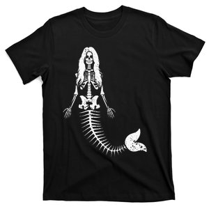 Mermaid Skeleton Halloween Funny Spooky Scary Swimming T-Shirt