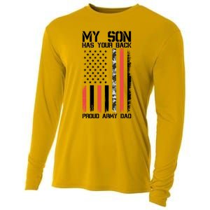 My Son Has Your Back Proud Army Dad Military Father Gift Cooling Performance Long Sleeve Crew