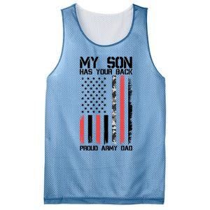 My Son Has Your Back Proud Army Dad Military Father Gift Mesh Reversible Basketball Jersey Tank