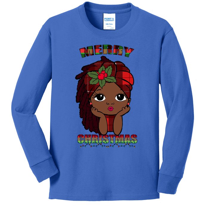 Melanin Santa Hat Black African American Meaningful Gift Kids Long Sleeve Shirt