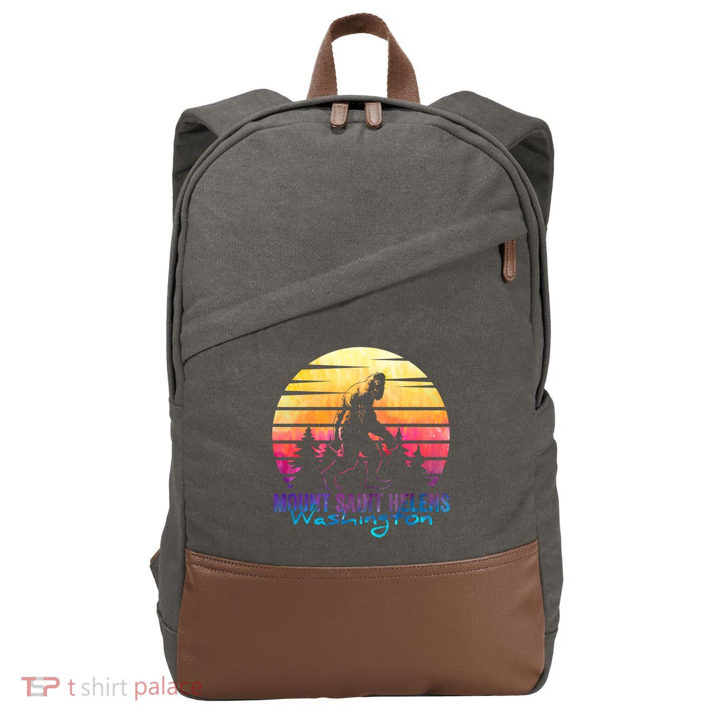 Mount Saint Helens Washington National Park Retro 80's Cotton Canvas Backpack