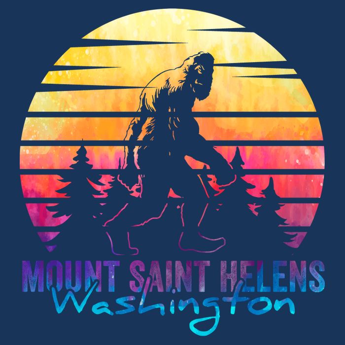 Mount Saint Helens Washington National Park Retro 80's 7 Panel Mesh Trucker Snapback Hat