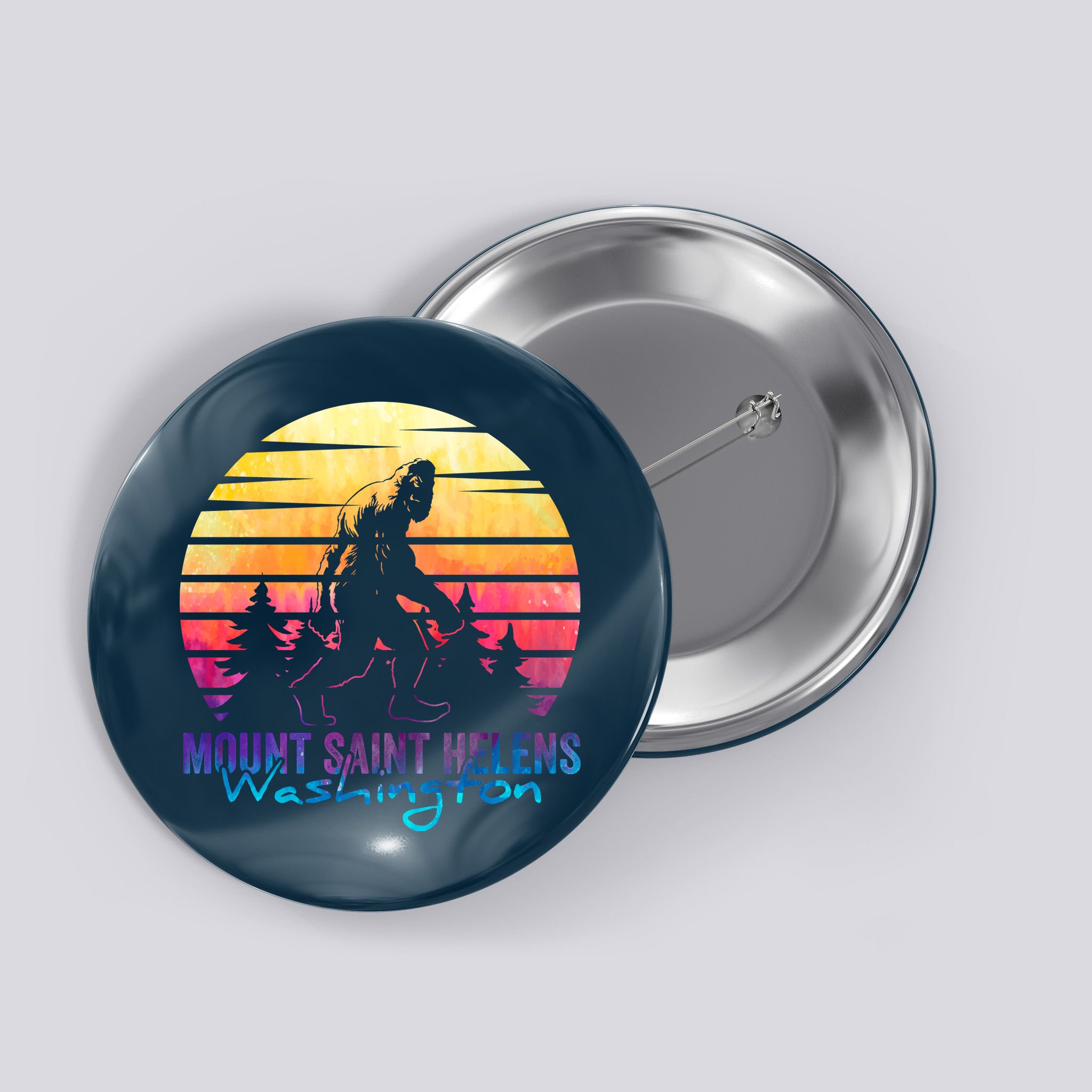 Mount Saint Helens Washington National Park Retro 80's Button