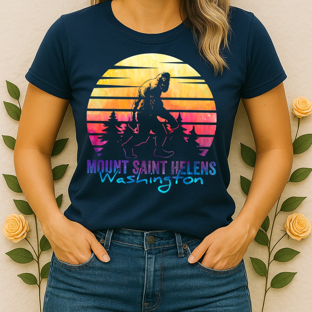 Mount Saint Helens Washington National Park Retro 80's Womens T-Shirt