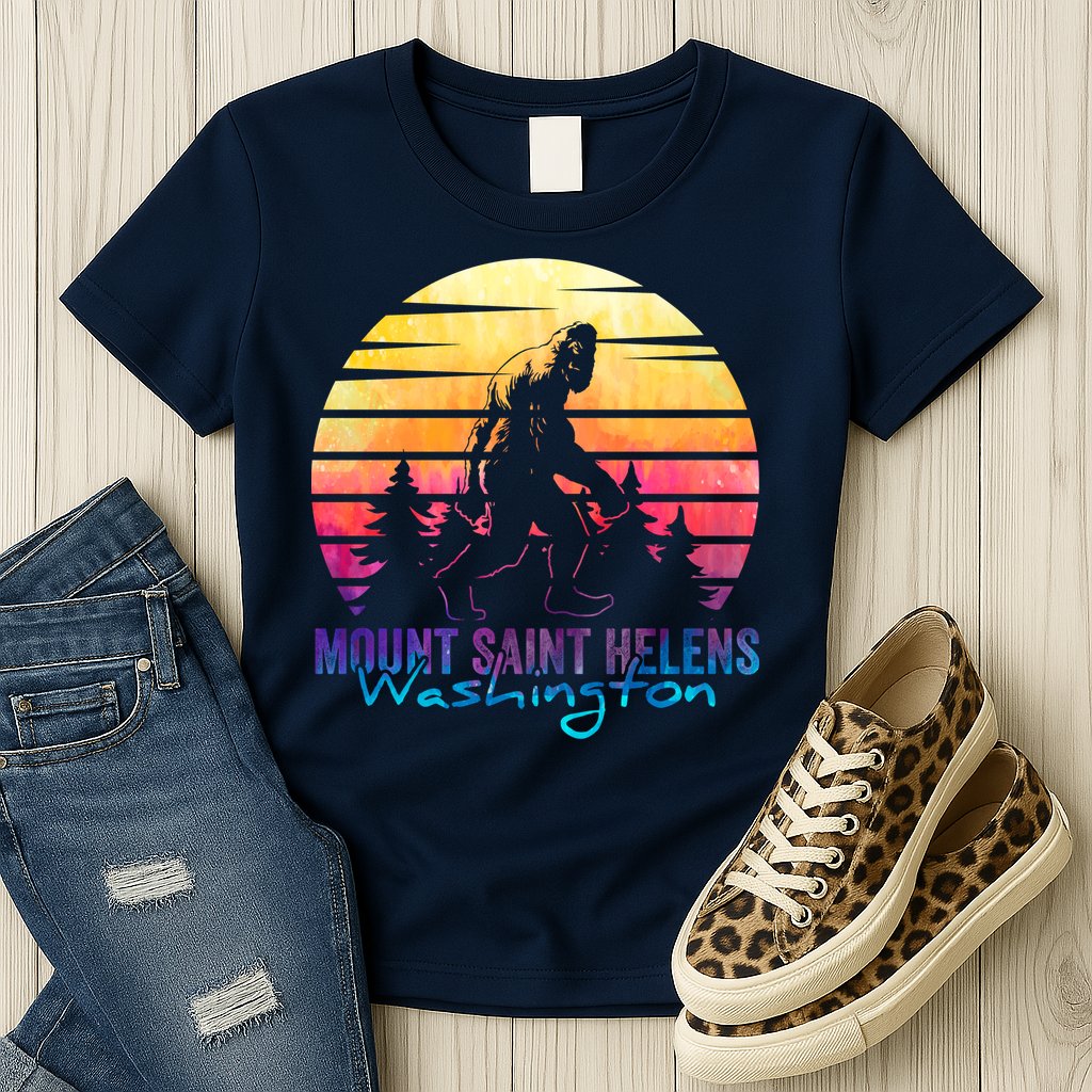 Mount Saint Helens Washington National Park Retro 80's Womens T-Shirt