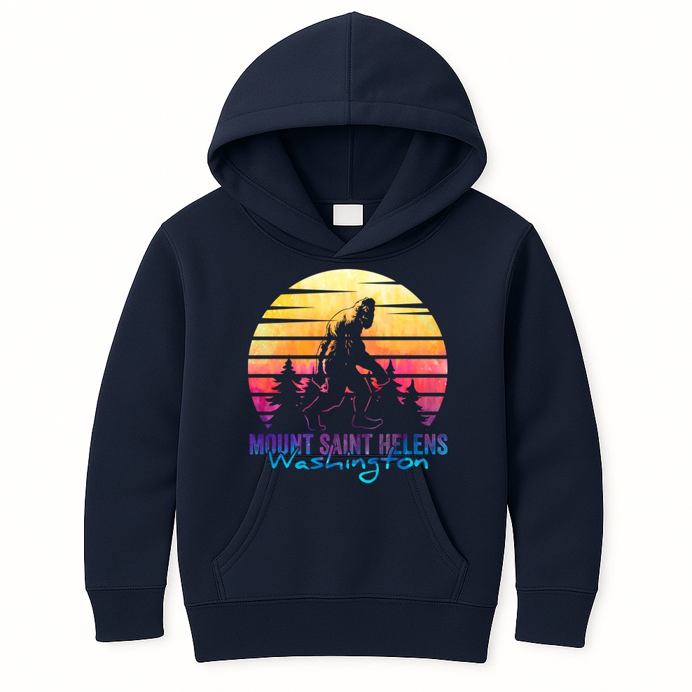 Mount Saint Helens Washington National Park Retro 80's Kids Hoodie