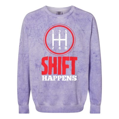 Mens Shift Happens Funny Mechanic Car Lover Colorblast Crewneck Sweatshirt