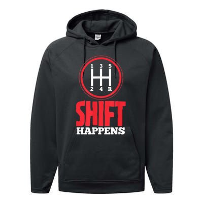 Mens Shift Happens Funny Mechanic Car Lover Performance Fleece Hoodie