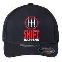 Mens Shift Happens Funny Mechanic Car Lover Flexfit Unipanel Trucker Cap