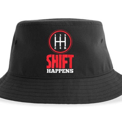 Mens Shift Happens Funny Mechanic Car Lover Sustainable Bucket Hat