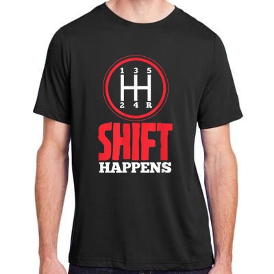 Mens Shift Happens Funny Mechanic Car Lover Adult ChromaSoft Performance T-Shirt