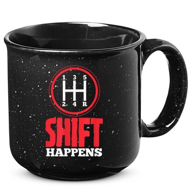 Mens Shift Happens Funny Mechanic Car Lover 15oz Campfire Ceramic Mug