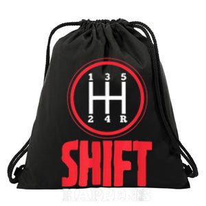 Mens Shift Happens Funny Mechanic Car Lover Drawstring Bag