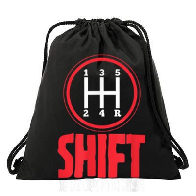 Mens Shift Happens Funny Mechanic Car Lover Drawstring Bag