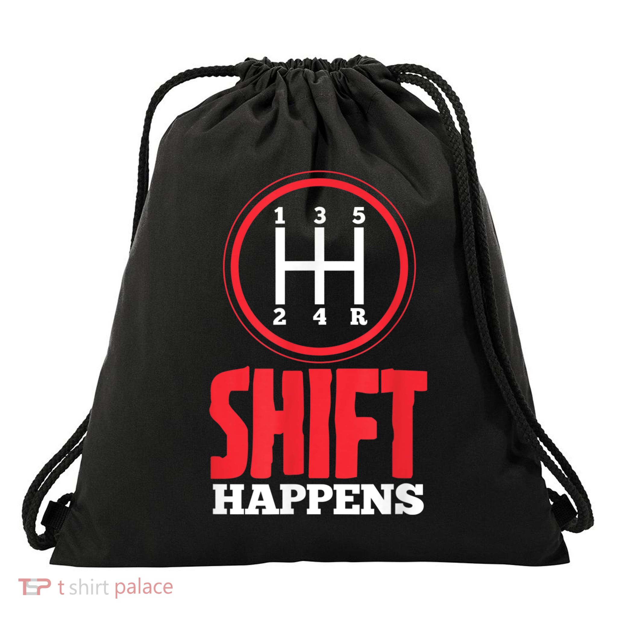 Mens Shift Happens Funny Mechanic Car Lover Drawstring Bag