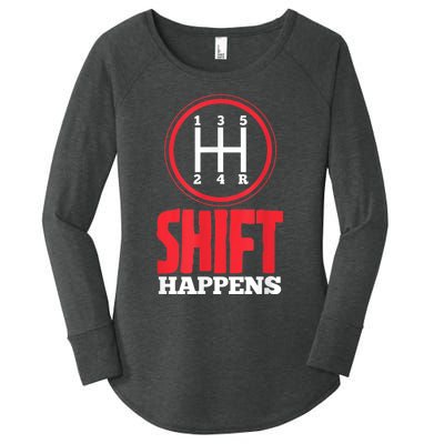 Mens Shift Happens Funny Mechanic Car Lover Women's Perfect Tri Tunic Long Sleeve Shirt