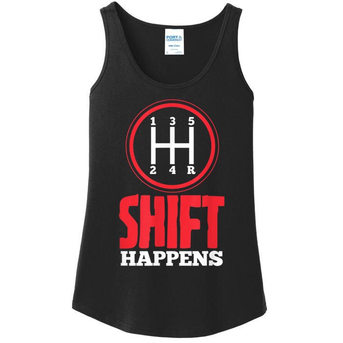 Mens Shift Happens Funny Mechanic Car Lover Ladies Essential Tank