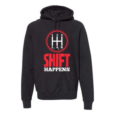 Mens Shift Happens Funny Mechanic Car Lover Premium Hoodie