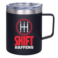 Mens Shift Happens Funny Mechanic Car Lover 12oz Stainless Steel Coffee Mug