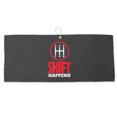 Mens Shift Happens Funny Mechanic Car Lover Large Microfiber Waffle Golf Towel