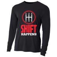Mens Shift Happens Funny Mechanic Car Lover Cooling Performance Long Sleeve Crew