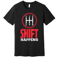 Mens Shift Happens Funny Mechanic Car Lover Premium T-Shirt