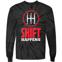 Mens Shift Happens Funny Mechanic Car Lover Tie-Dye Long Sleeve Shirt