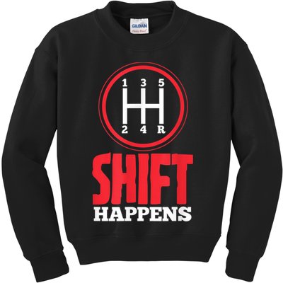 Mens Shift Happens Funny Mechanic Car Lover Kids Sweatshirt