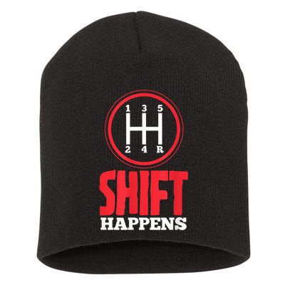 Mens Shift Happens Funny Mechanic Car Lover Short Acrylic Beanie