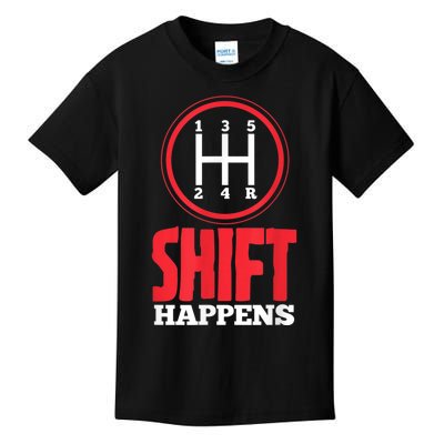 Mens Shift Happens Funny Mechanic Car Lover Kids T-Shirt