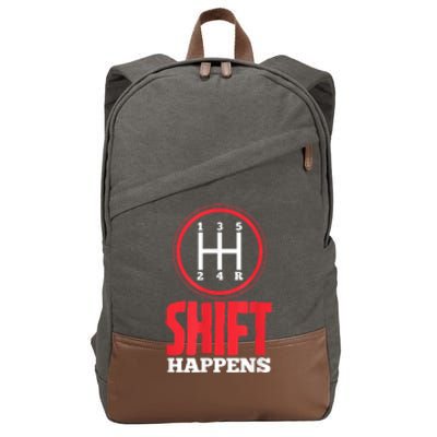 Mens Shift Happens Funny Mechanic Car Lover Cotton Canvas Backpack