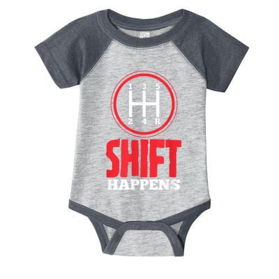 Mens Shift Happens Funny Mechanic Car Lover Infant Baby Jersey Bodysuit