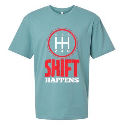 Mens Shift Happens Funny Mechanic Car Lover Sueded Cloud Jersey T-Shirt