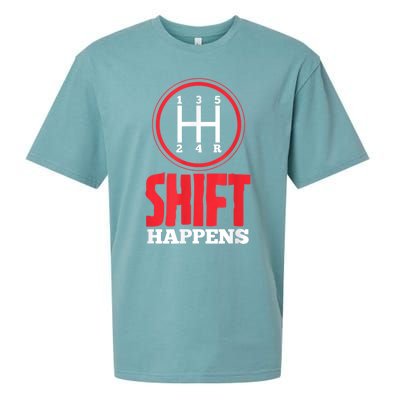 Mens Shift Happens Funny Mechanic Car Lover Sueded Cloud Jersey T-Shirt