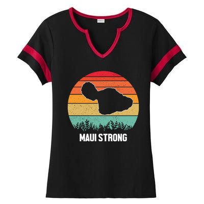 Maui Strong Hawaii Wildfire Sunset Ladies Halftime Notch Neck Tee