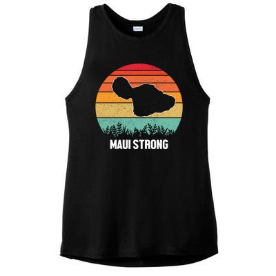 Maui Strong Hawaii Wildfire Sunset Ladies PosiCharge Tri-Blend Wicking Tank